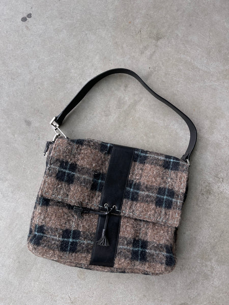 Wool Plaid Shoulder Bag