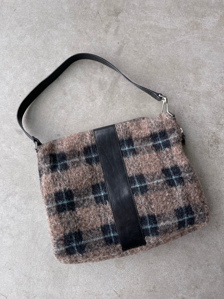 Wool Plaid Shoulder Bag