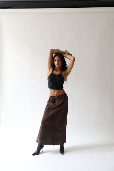 Brown Suede Maxi Skirt