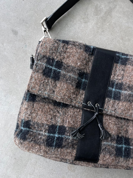 Wool Plaid Shoulder Bag