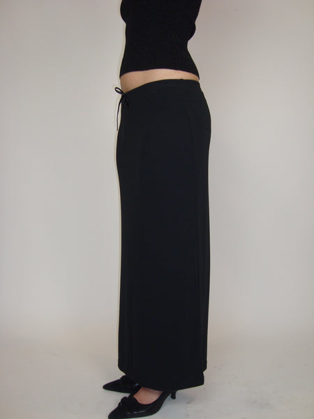 Black Slinky Drawstring Maxi Skirt
