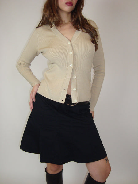 Taupe Ribbed Cardigan Sweater