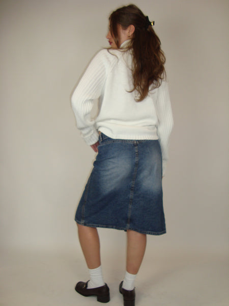 High Slit Denim Skirt