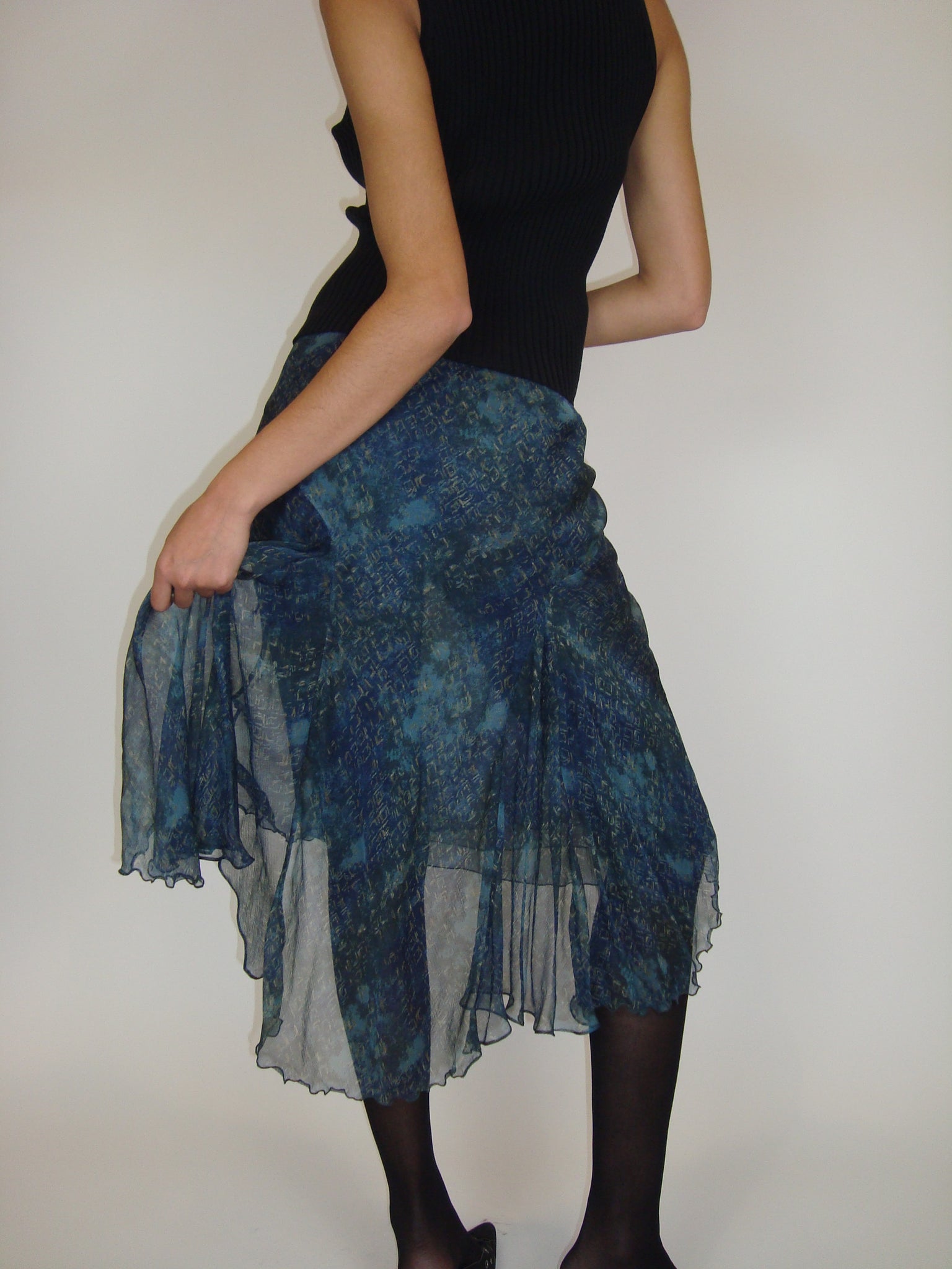 Silk Sheer Midi Skirt