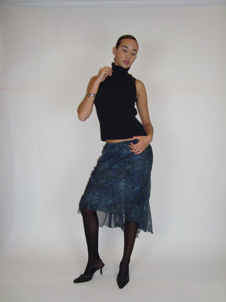 Silk Sheer Midi Skirt