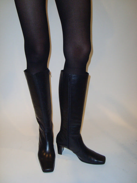 Black Knee High Leather Boots