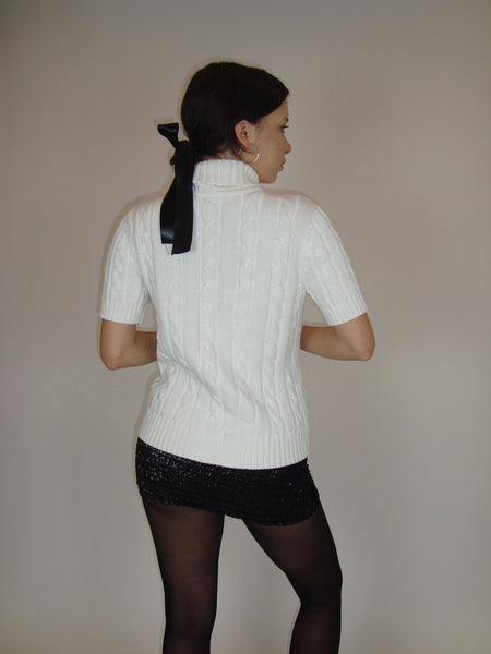 Cable-knit Short Sleeve Sweater