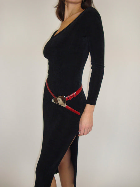 Black Slinky Long Sleeve Dress