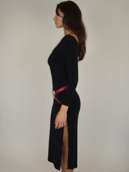 Black Slinky Long Sleeve Dress