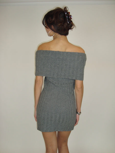 Heather Grey Ribbed Knit Mini Dress