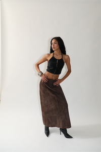 Brown Suede Maxi Skirt