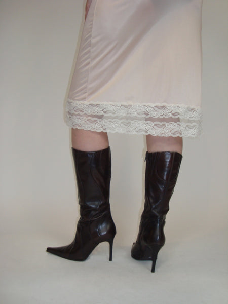 Brown Leather Pointed Toe Boots