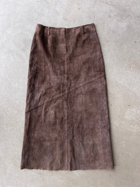 Brown Suede Maxi Skirt